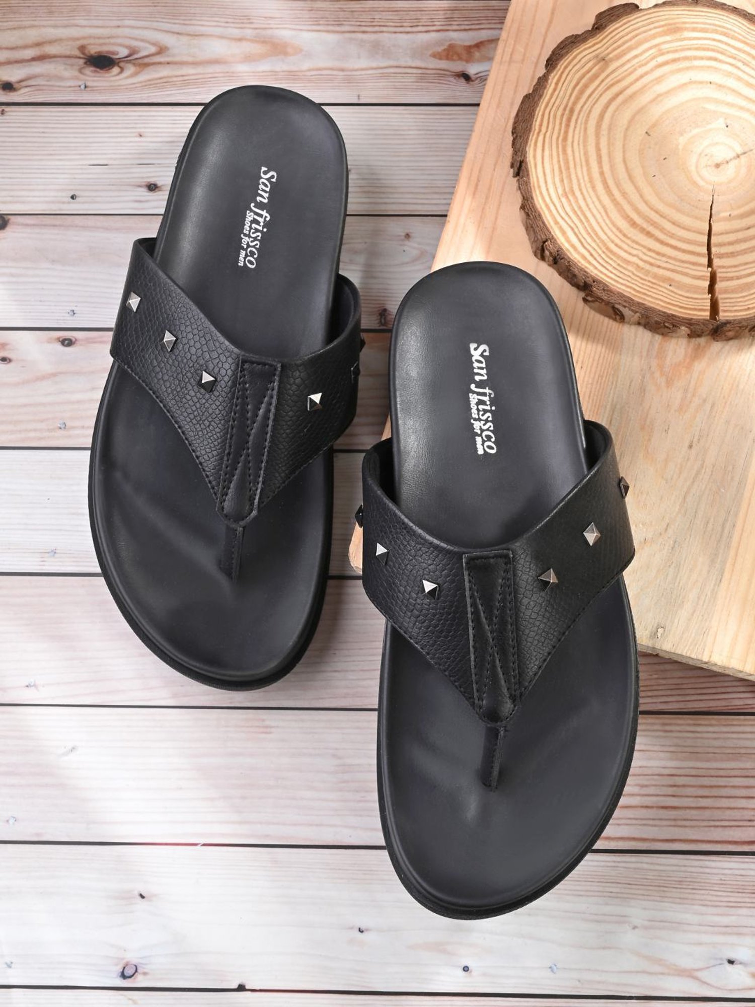 San Frissco Men's Black Thong Sandals