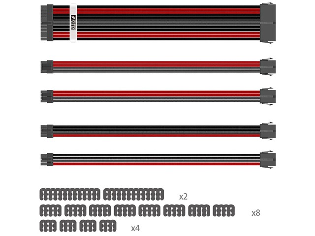 Graphics Card 6+2Pin 8Pin Male to Male Adapter Power Cable for Great Wall Dragon Module Power Supply with Net Cover,Black,about 58cm