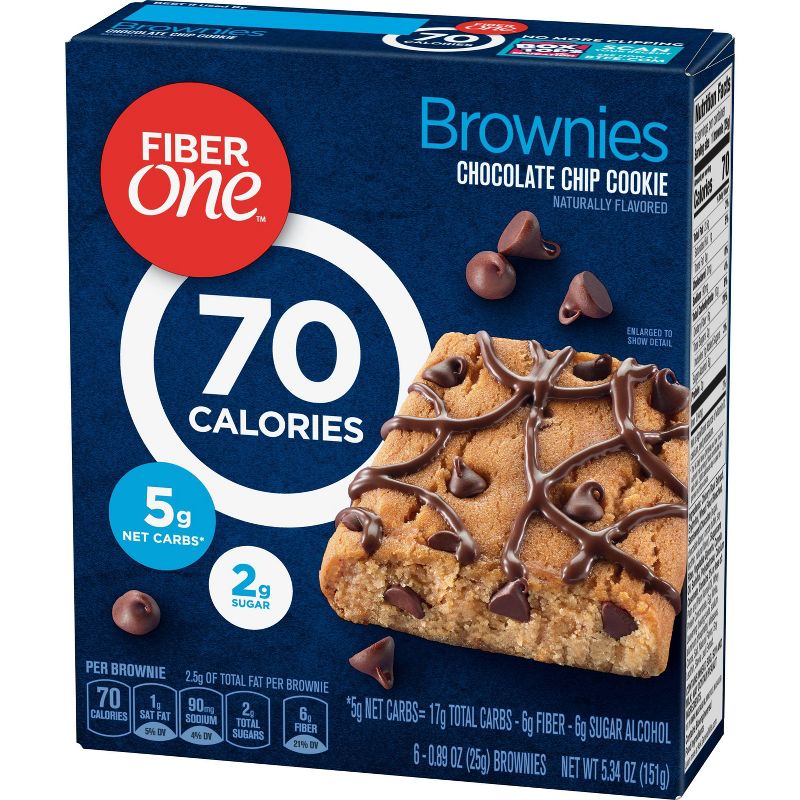Fiber One Chocolate Chip Cookie Brownies - 6ct
