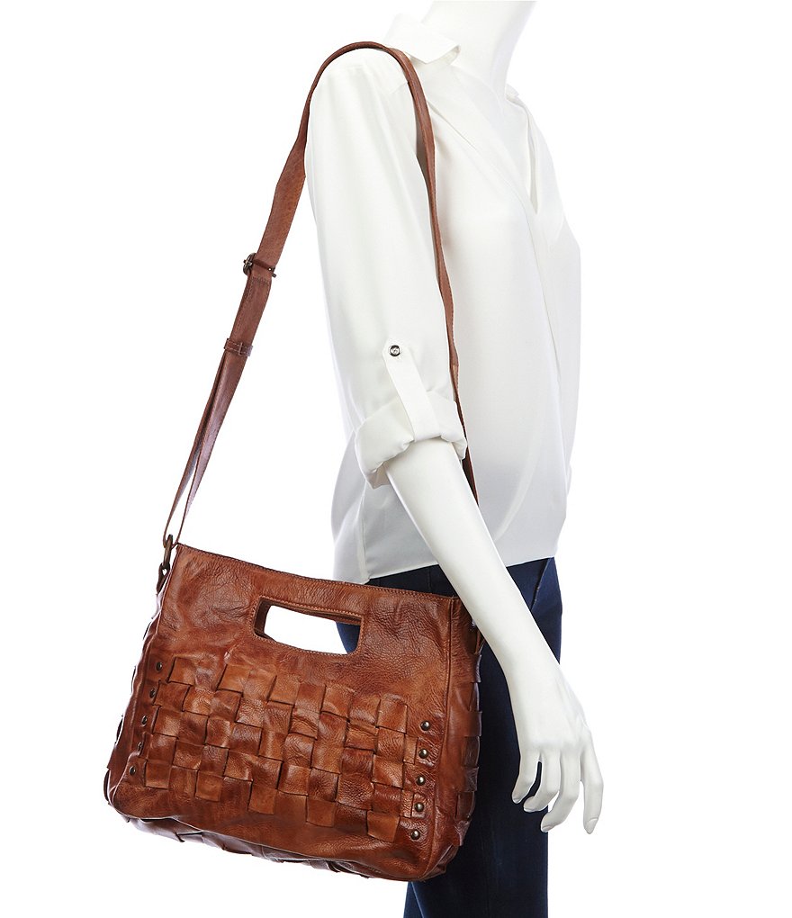 Bed Stu Orchid Studded Woven Satchel Bag