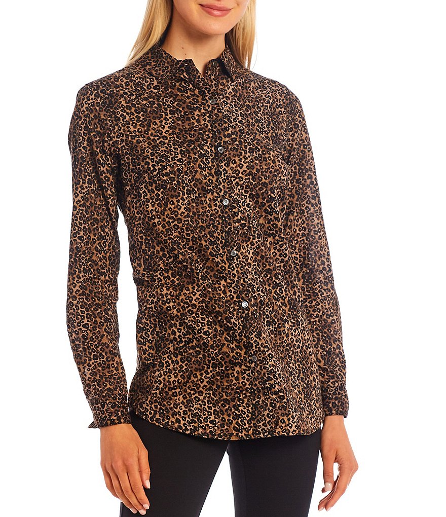 Preston & York Caroline Bow Woven V-Neck 3/4 Sleeve Blouse