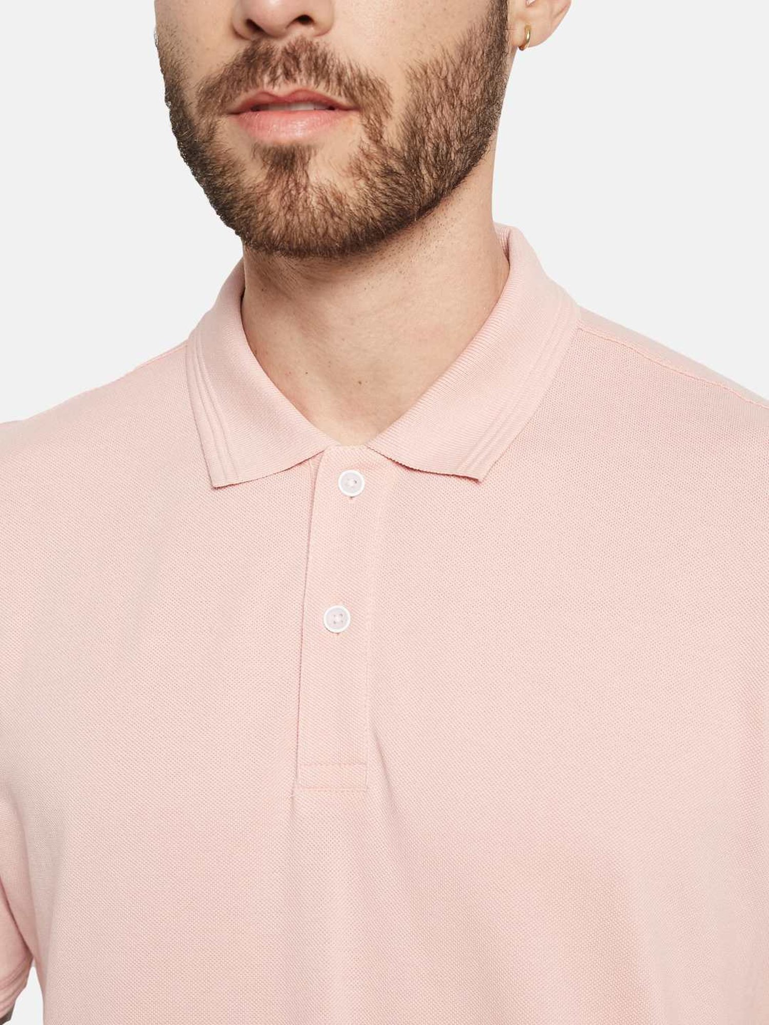 Octave Suede Pink Cotton Regular Fit Polo T-Shirt