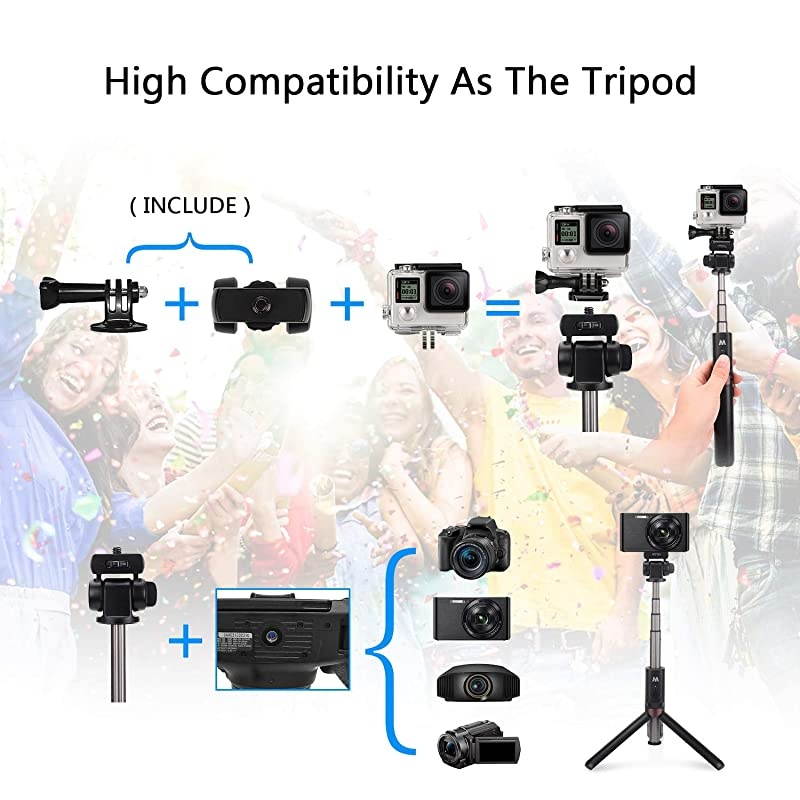 Bluetooth Selfie Stick Tripod, 41 Inch Extendable Phone Camera Tripod Stand with Wireless Remote, Selfie Stick Compatible for iPhone 11/11 Pro/X/XR/Xs Max/8/7s, Galaxy S10/S9/Note 8