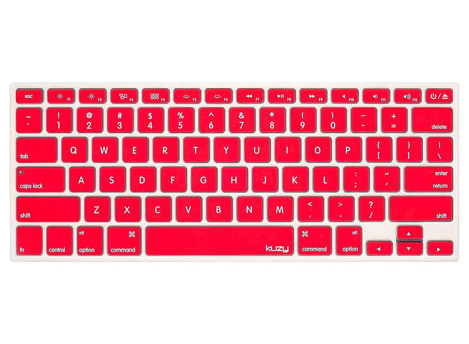 Kuzy RED Keyboard Cover Silicone Skin for MacBook Pro 13" 15" 17" (with or w/out Retina Display) iMac and MacBook Air 13" - Red
