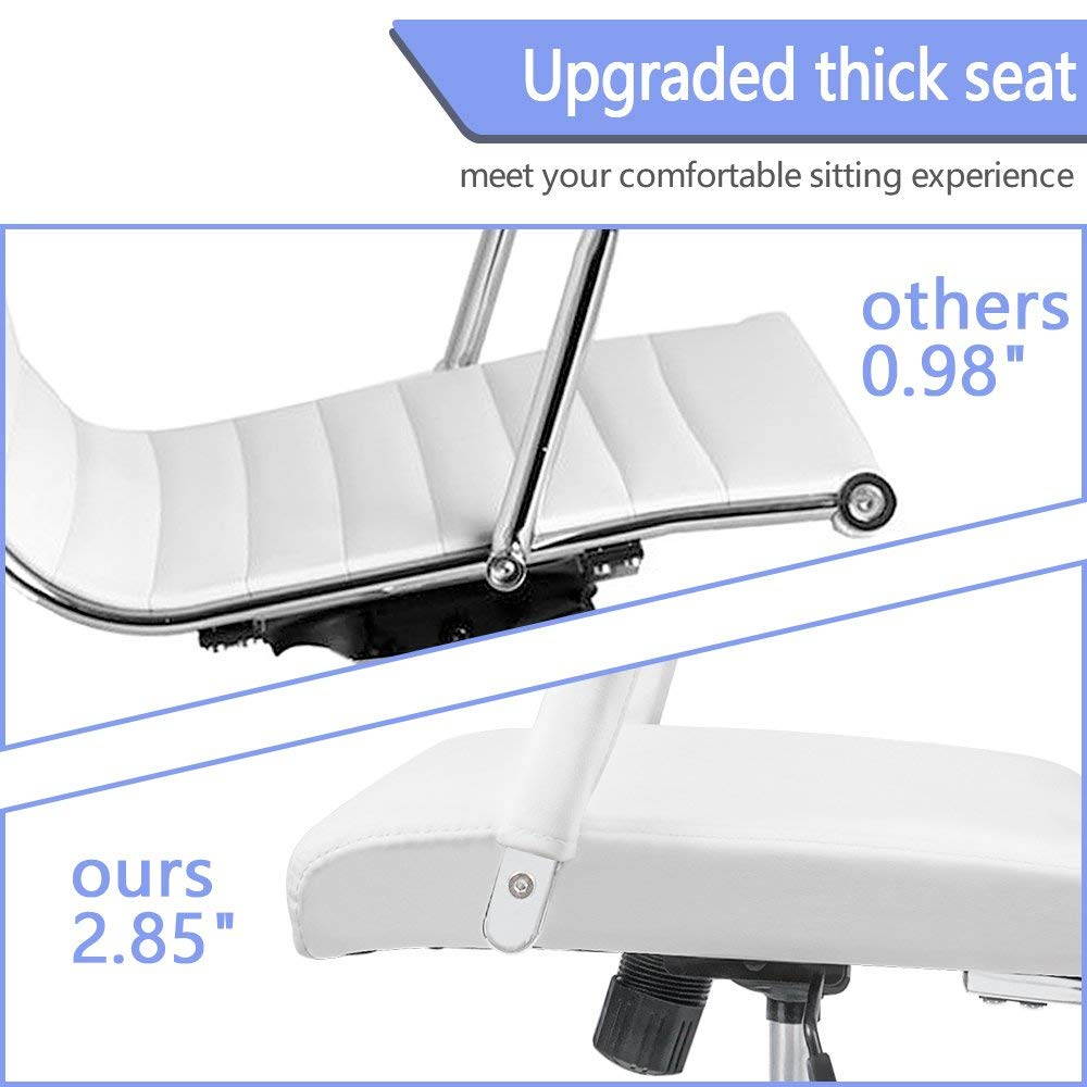 Homall Office Desk Chair Mid-Back Computer Chair Leather Executive Adjustable Swivel Task Chair Conference Chair with Armrests (White)
