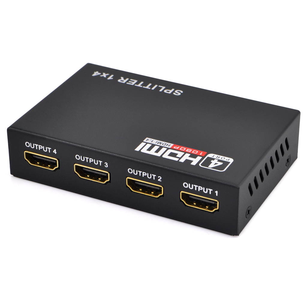iKKEGOL 4 Port 1 x 4 HDMI Splitter Switch Video HUB Box 1080P HD Amplifier HDTV + Power Adapter