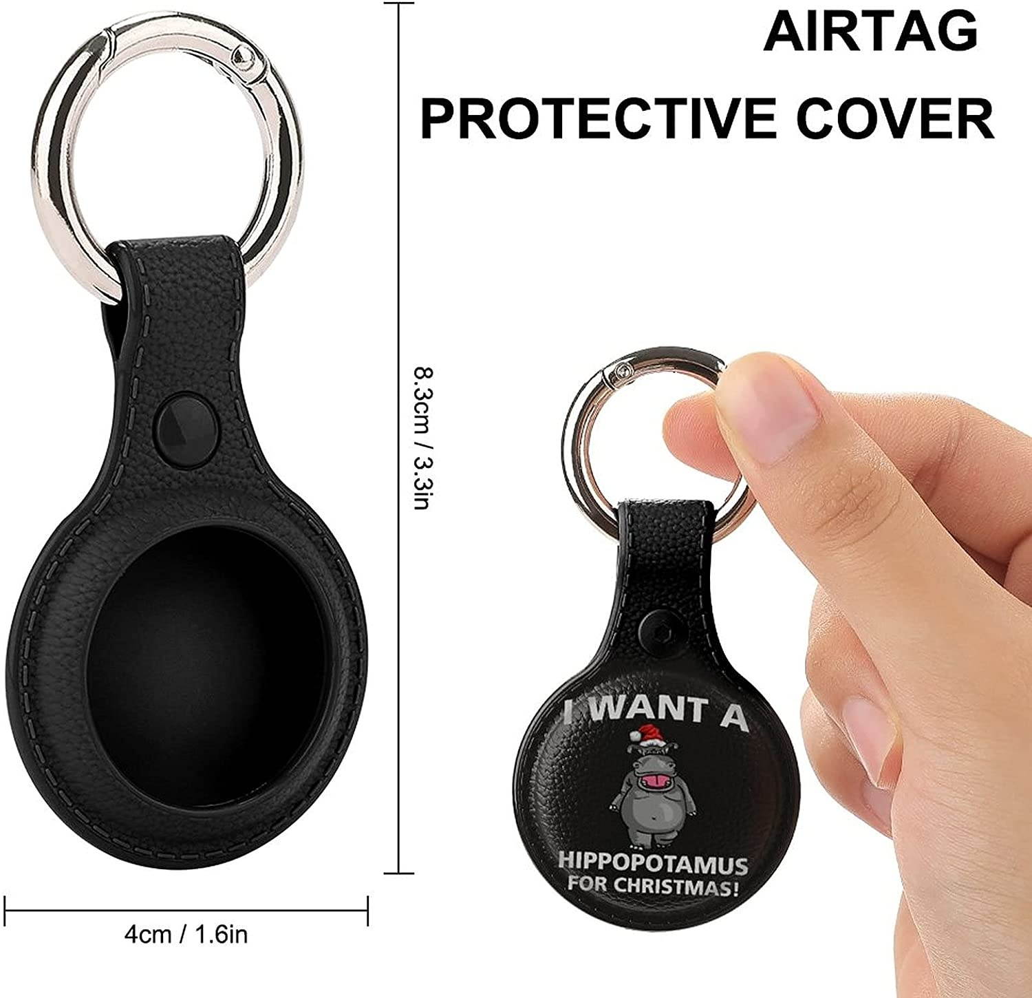I Want A Hippopotamus for Christmas2 Protective Case for AirTag, Anti-Scratch Protective Skin Cover with Keychain, Compatible with AirTags 4PCS