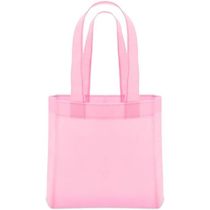 Blue Panda 24-Pack Donut Party Favors Small Gift Bags, Small Tote Bag (Pink, 6.5 x 7 x 1.77 In)