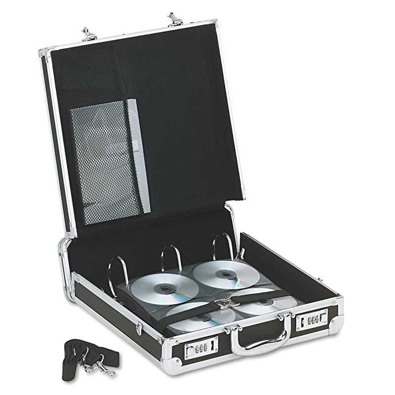 Locking Media Binder, 200 CD/DVD Capacity, Black with Chrome Accents, 14 x 4.5 x 12.75 Inches (VZ01076)