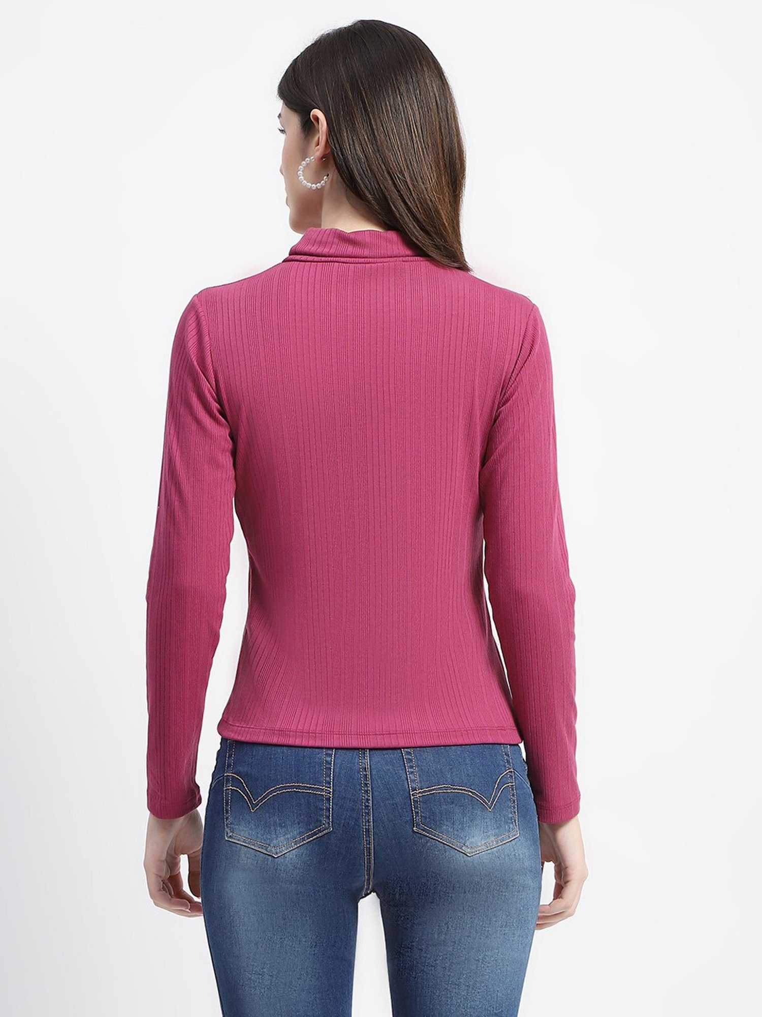 MADAME Pink Cotton Slim Fit Top