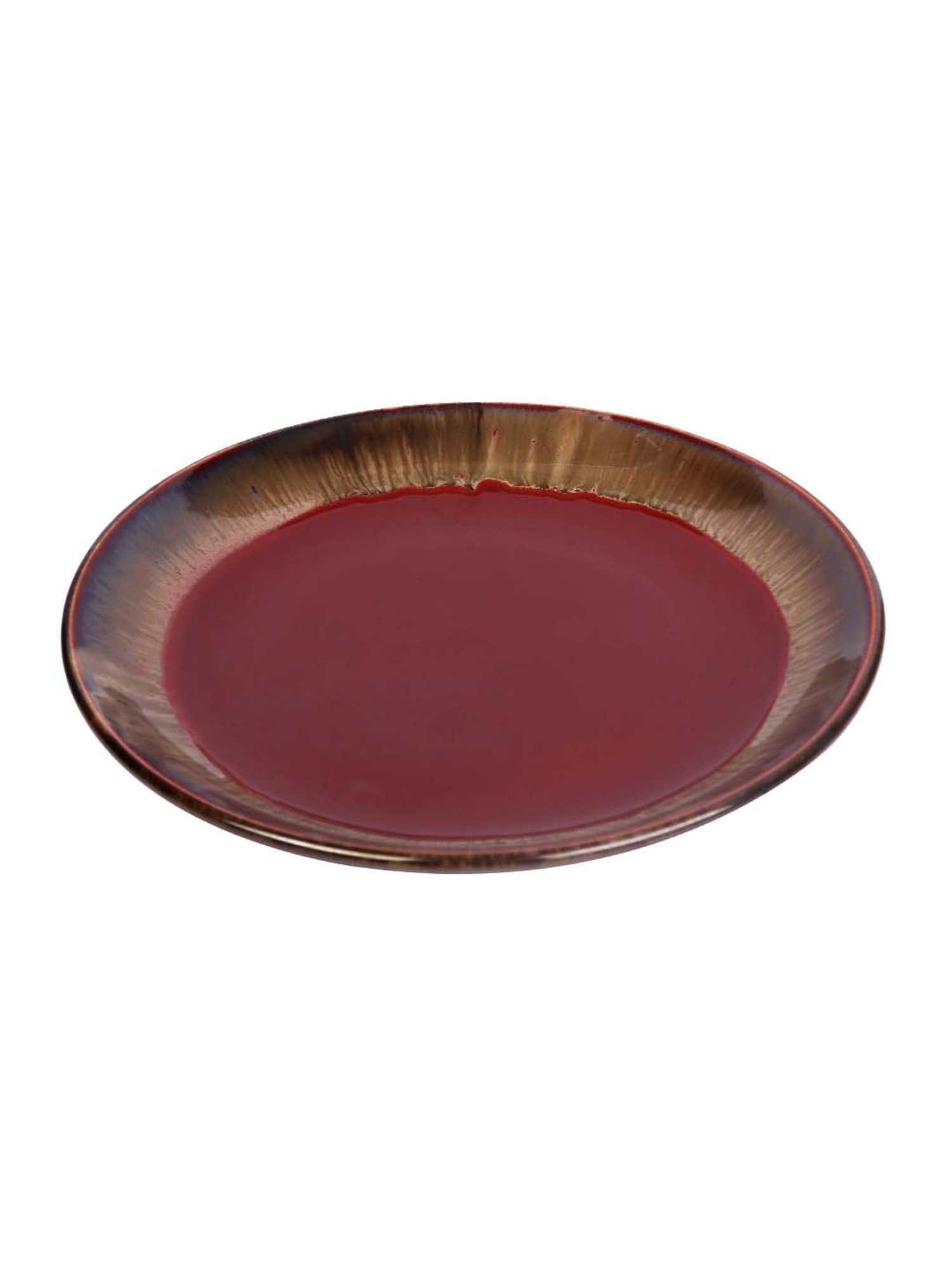Aapno Rajasthan Red & Grey Ceramic 25.5 cm Dinner Plate - Set of 2
