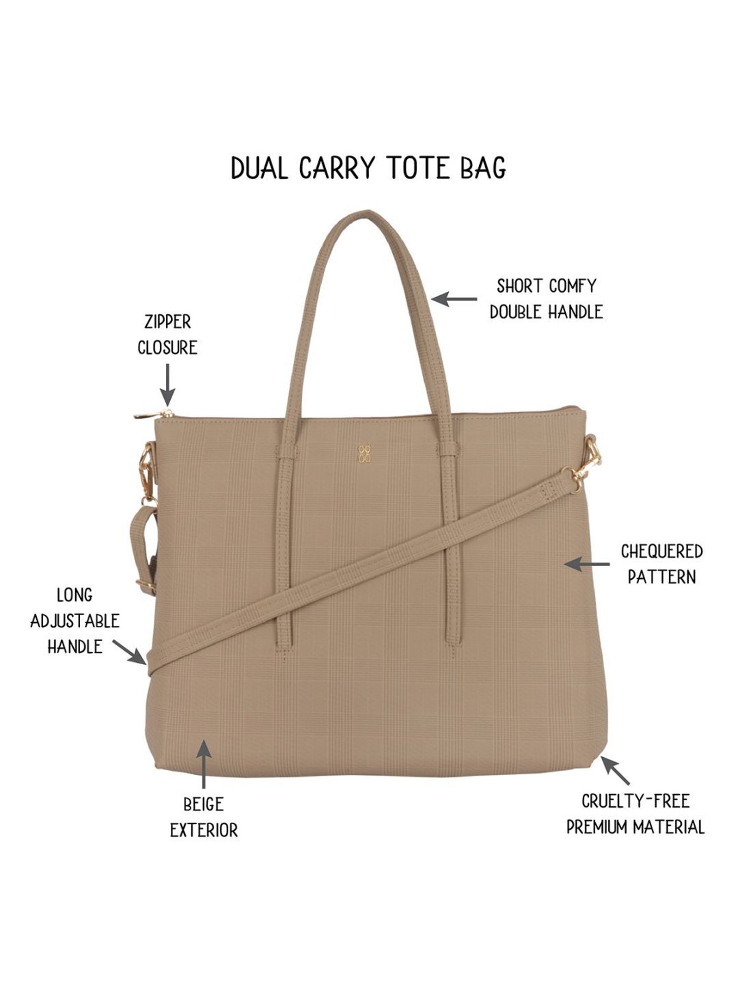 Baggit Ayko Beige PU Solid Laptop Messenger Bag