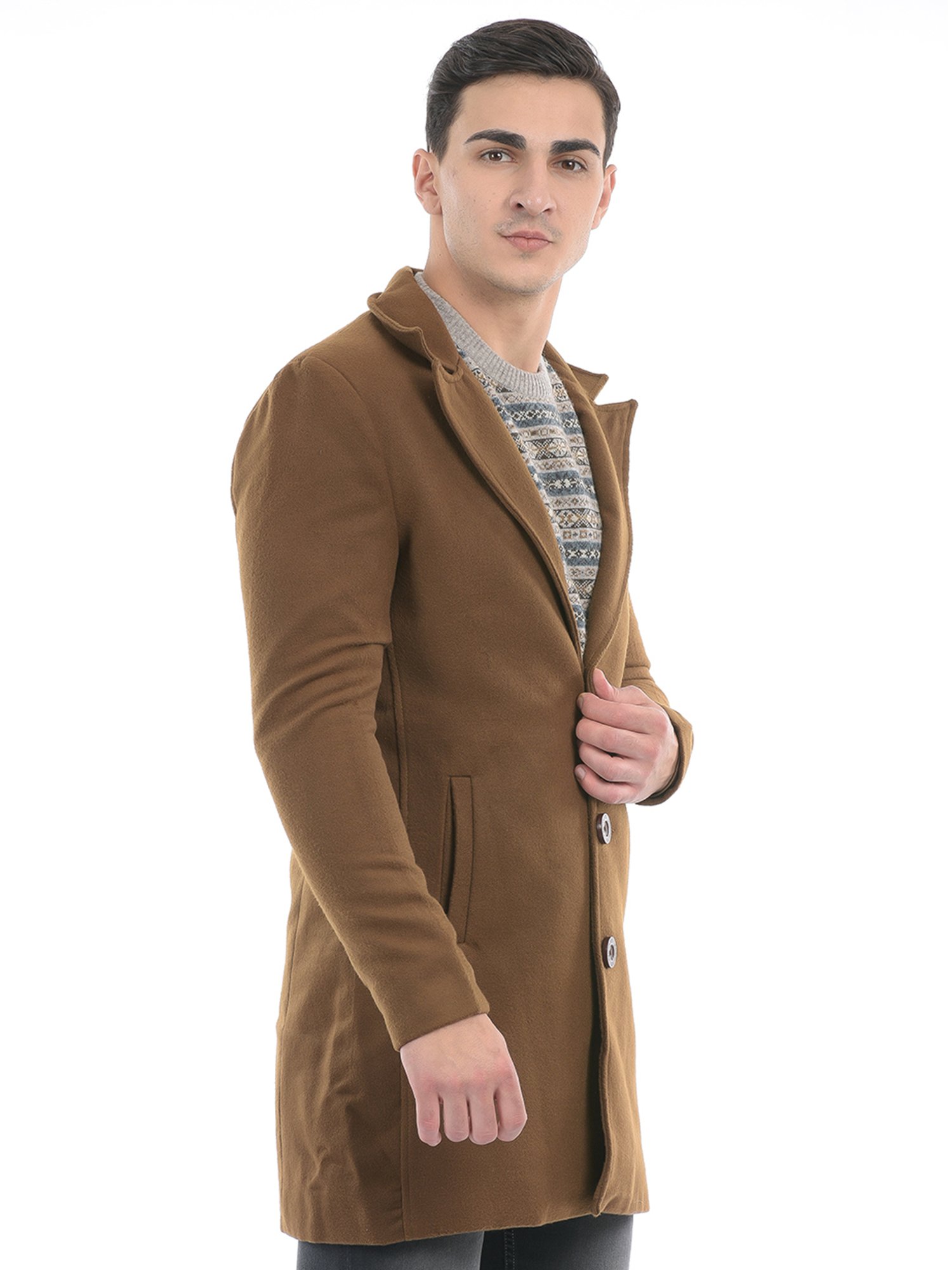 London Fog Brown Regular Fit Overcoat