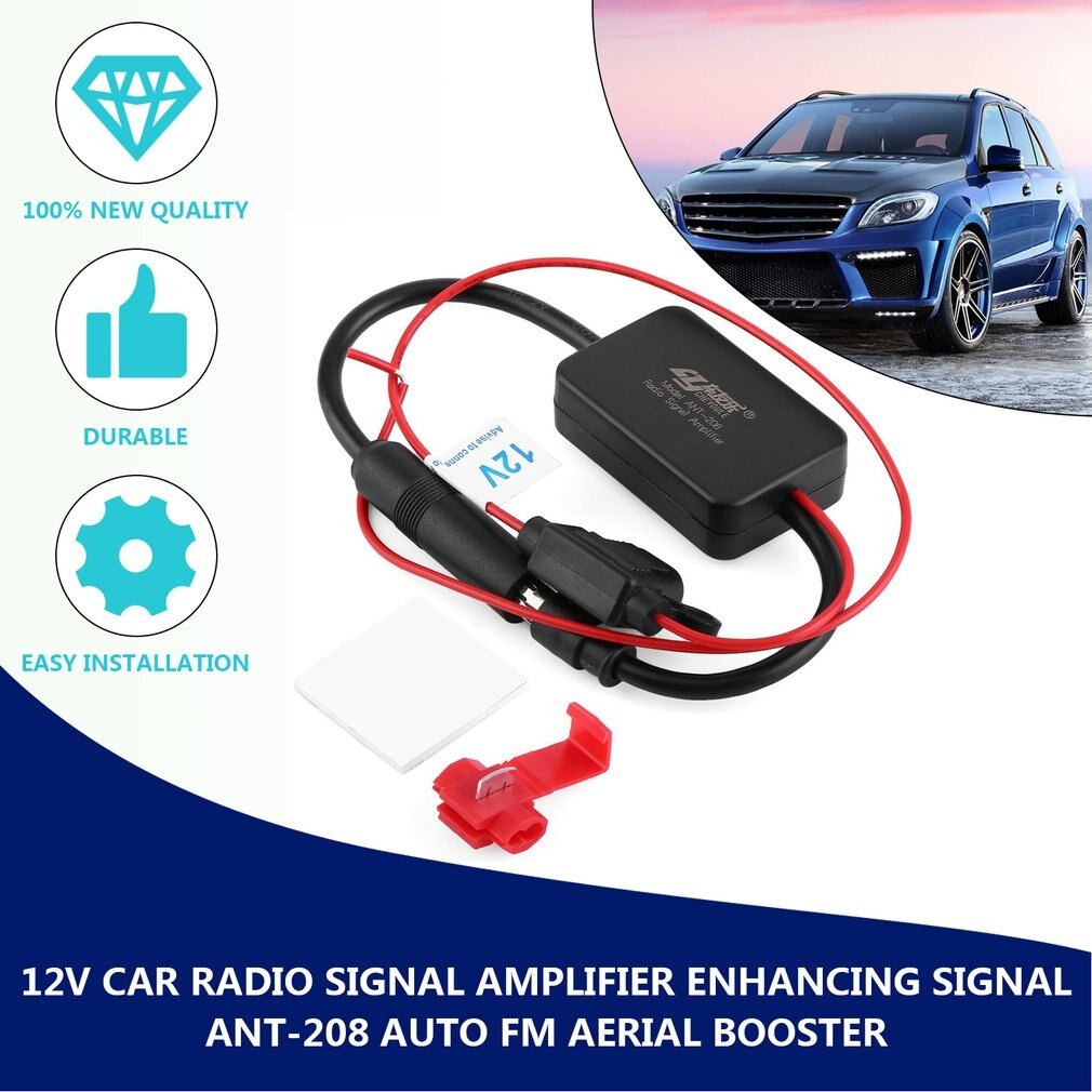 For Universal 12V Auto Car Radio FM Antenna Signal Amp Amplifier Booster For Marine Car Vehicle Boat 330mm FM Amplifier