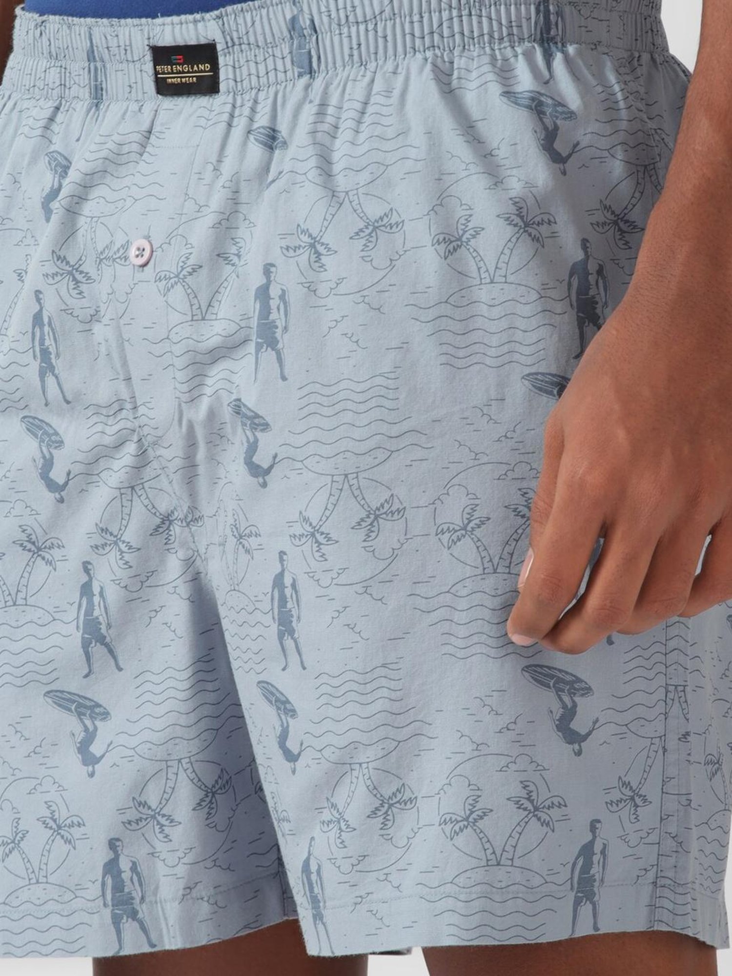 Peter England Blue Cotton Regular Fit Printed Boxers