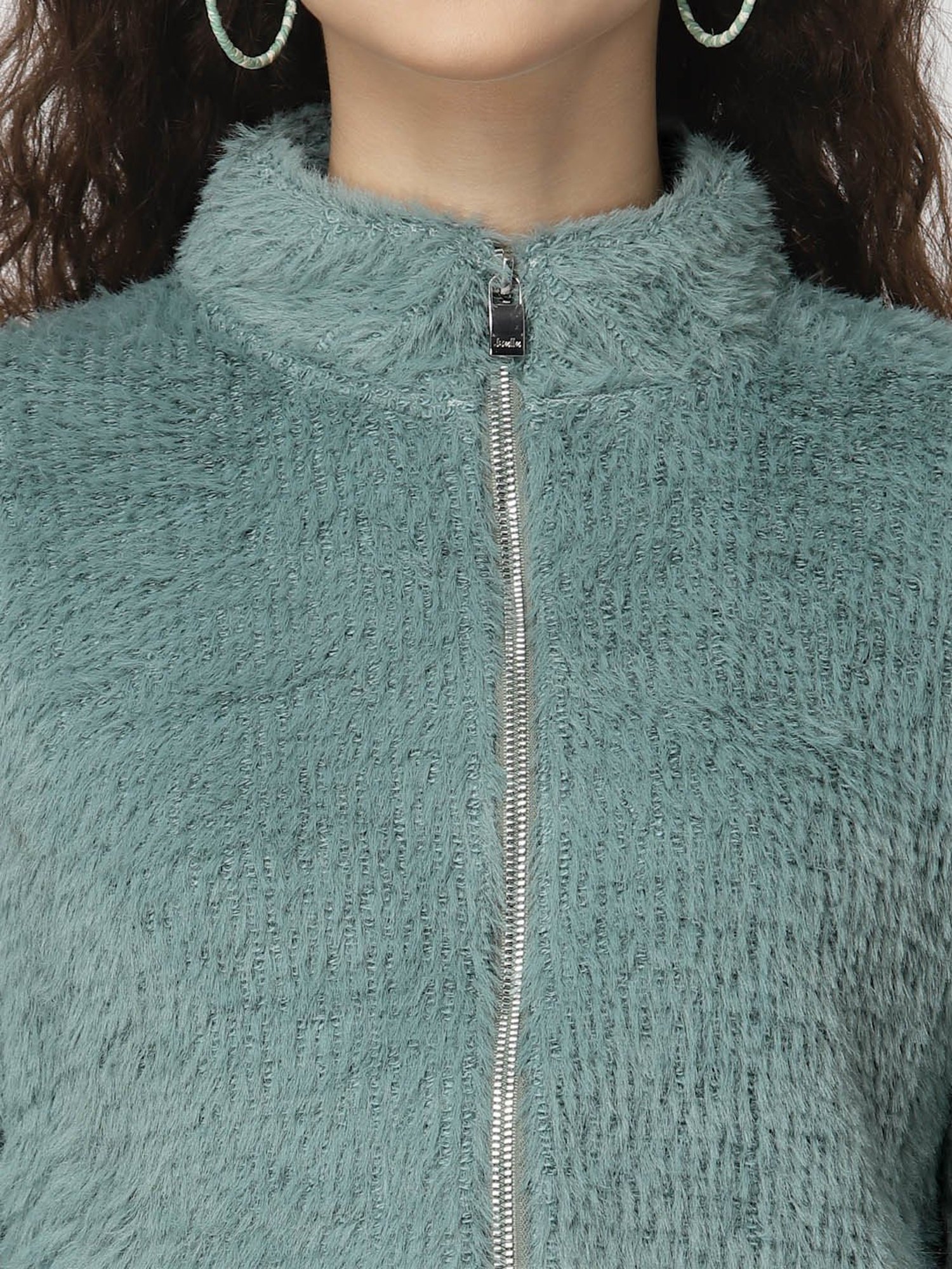 Juelle Mint Front-Open Sweatshirt