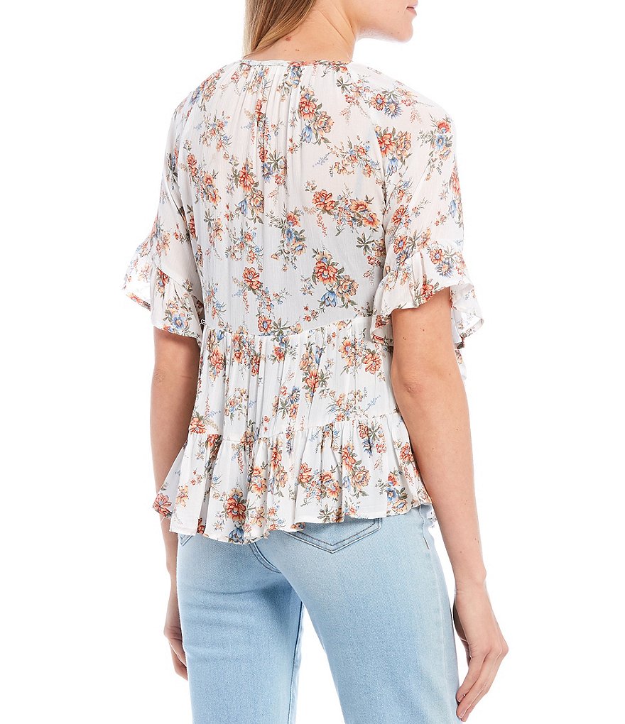 Jolt Floral Tiered Peplum Top