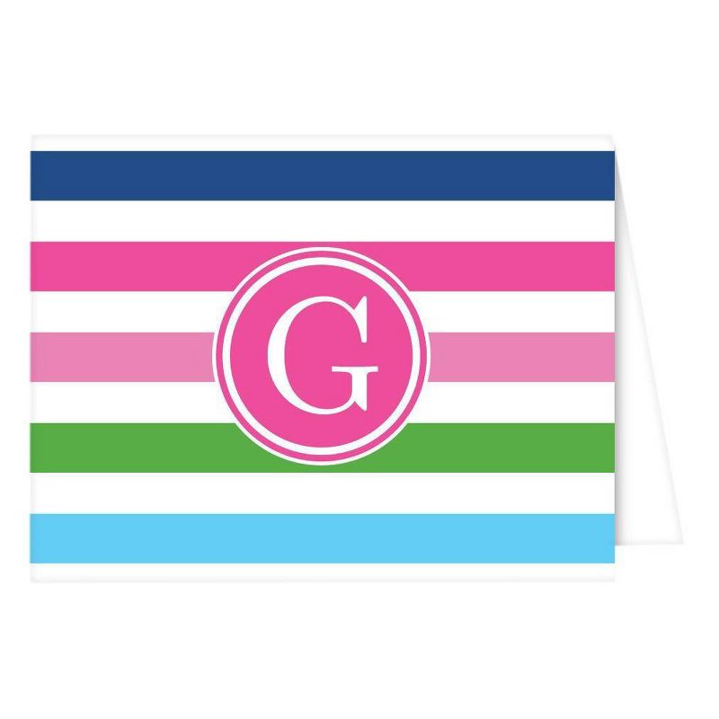 Folded Notes - Preppy Stripe Monogram - G