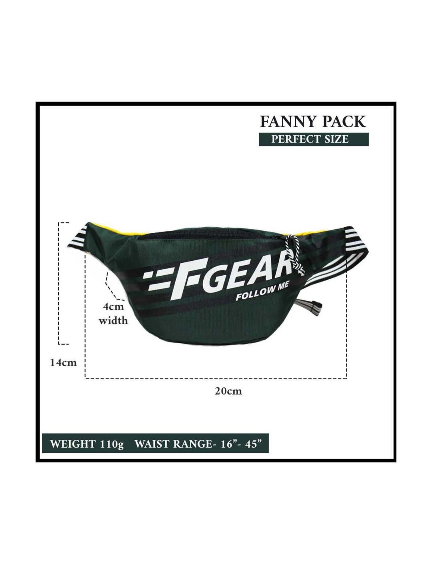 F Gear Green Printed Waist Pouch