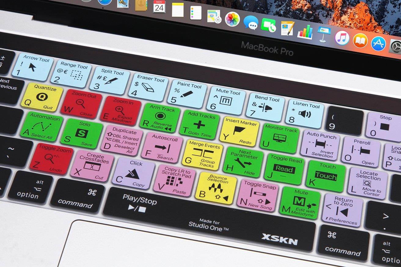 XSKN 2016 New Shortcut Design Series Keyboard Skin Cover for Touch Bar Models MacBook Pro 13 A1706 and MacBook Pro 15 A1707, US EU Universal Version (Studio One)