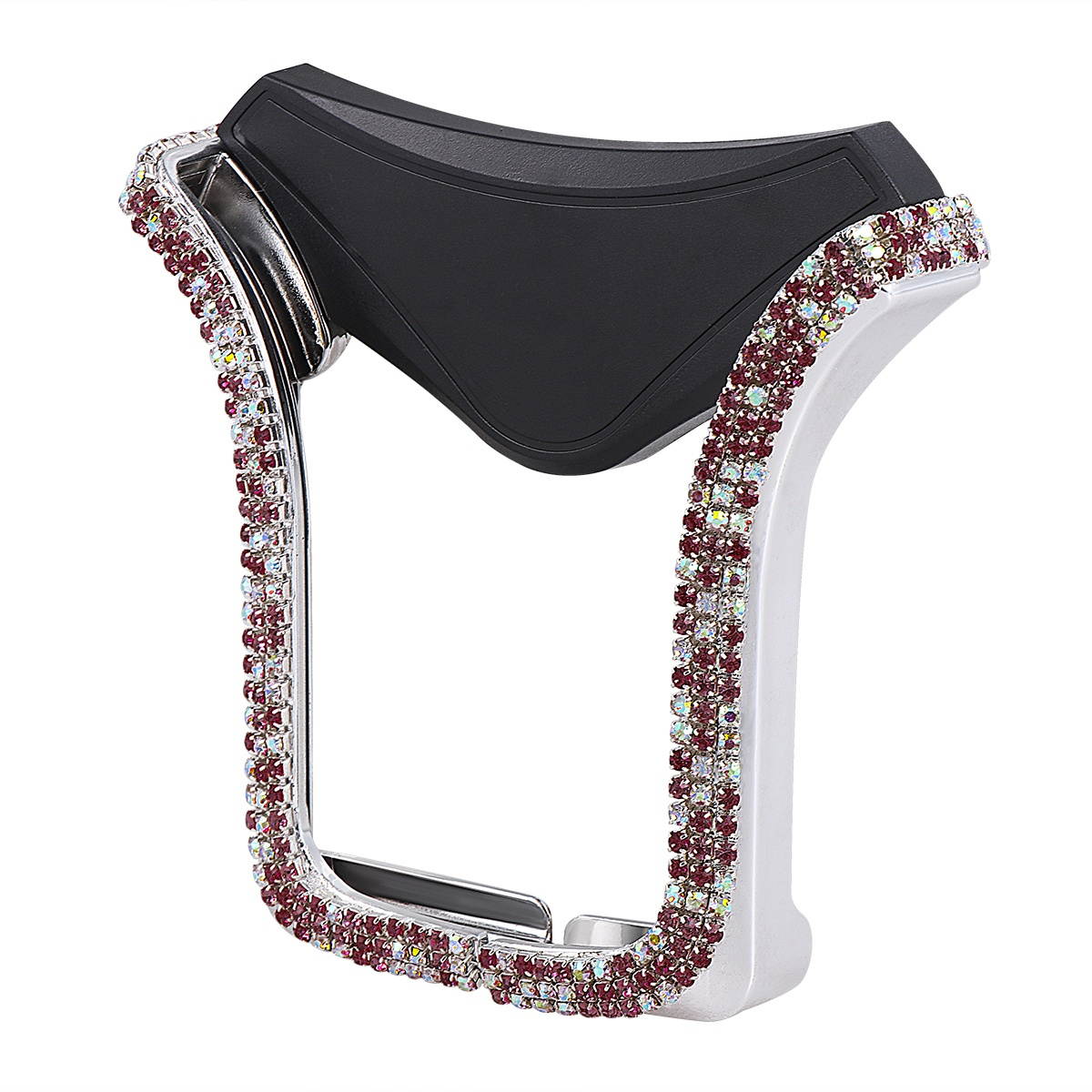 Rhinestone U Shape Car Air Vent Phone Bracket Navigation Telescopic Gravity Holder (Silver)