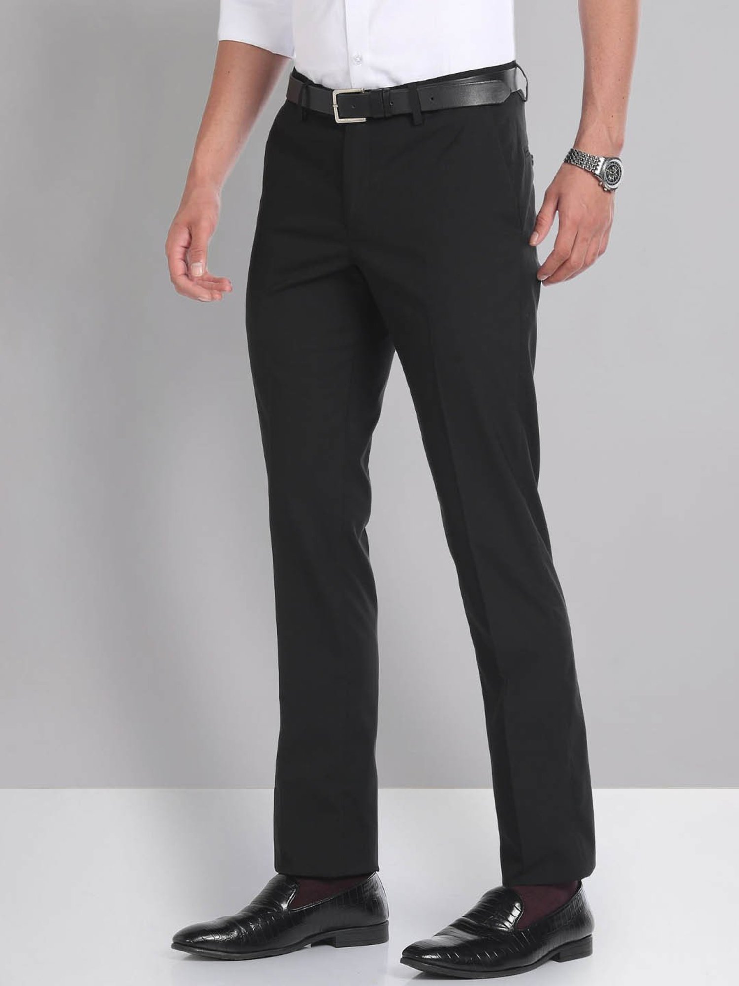 AD by Arvind Black Slim Fit Trousers