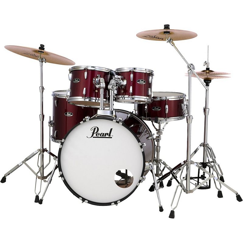 Pearl Roadshow 5-Piece Drum Set with Hardware and Zildjian Planet Z Cymbals Red Wine