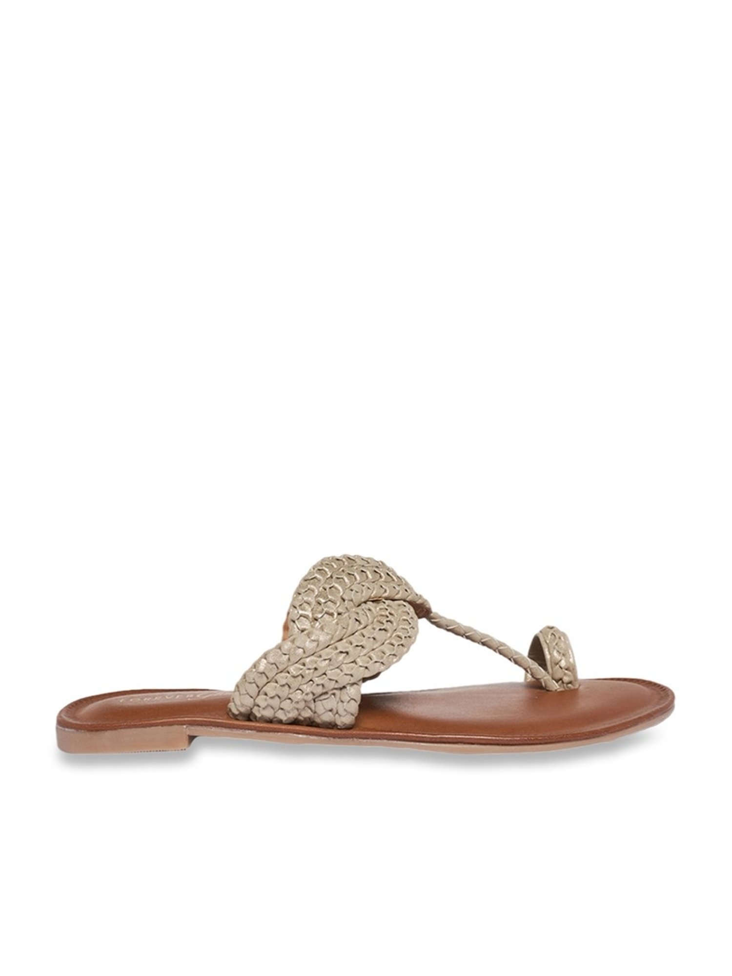 Forever Glam by Pantaloons Women's Cream Toe Ring Sandals