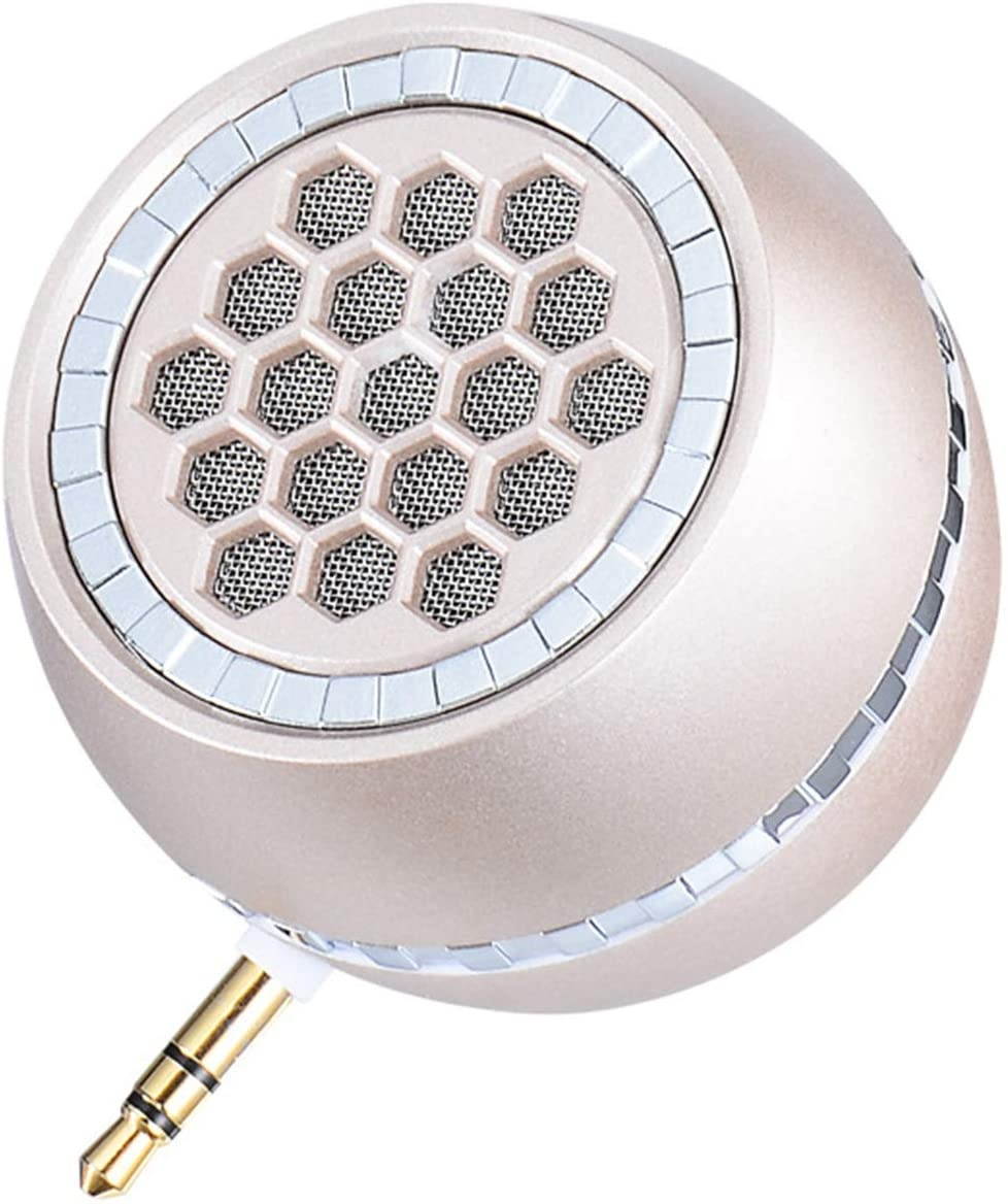Mini Portable Speaker with Clear Bass 3.5mm Aux Audio Interface, 3W Mobile Phone Speaker Line-in Speaker Compatible for iPhone/Android Phones/iPad Tablet/Computer/iPod(Golden)