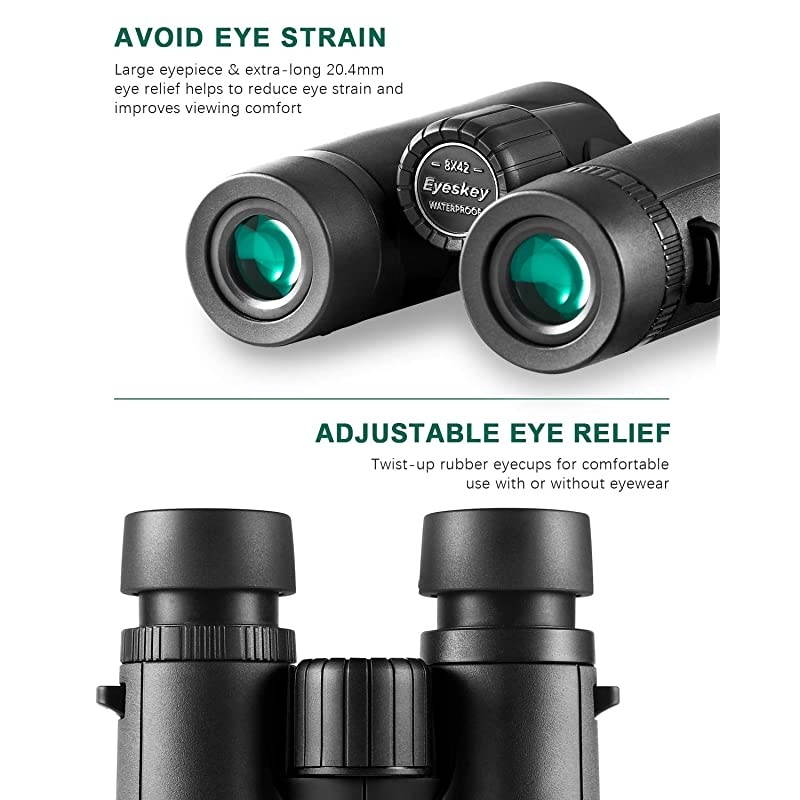 Bird Watching Binoculars for Adults Compact | Waterproof Fog Proof Binoculars for Outdoor Games Hunting | Clear LowLight Vision | Wide Field of View | Professional Sports Optics Black8X42