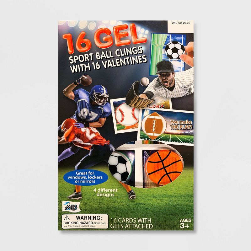 Mello Smello 16ct Gel Sport Ball Clings with Valentines