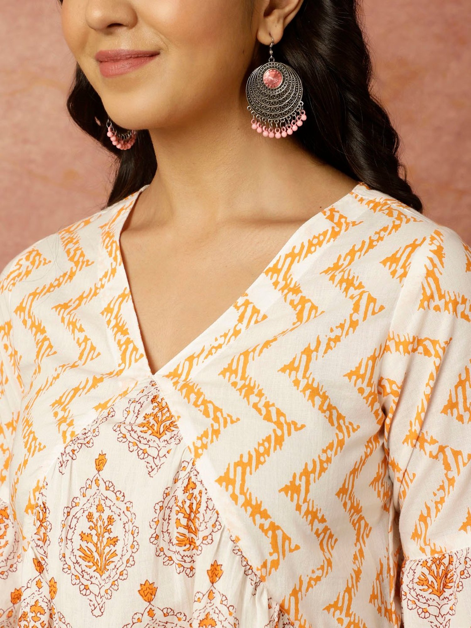 Jaipur Kurti White Printed Top