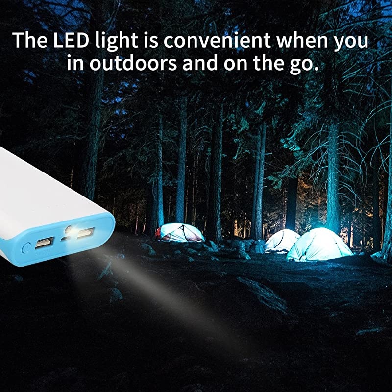 Phone Battery Pack,Dual USB Output Portable Cell Phone Charger, External Cell Phone Battery Pack, Power Bank with LED Light for Smart Phone, iPhone, iPad & Samsung Galaxy & More (Blue)