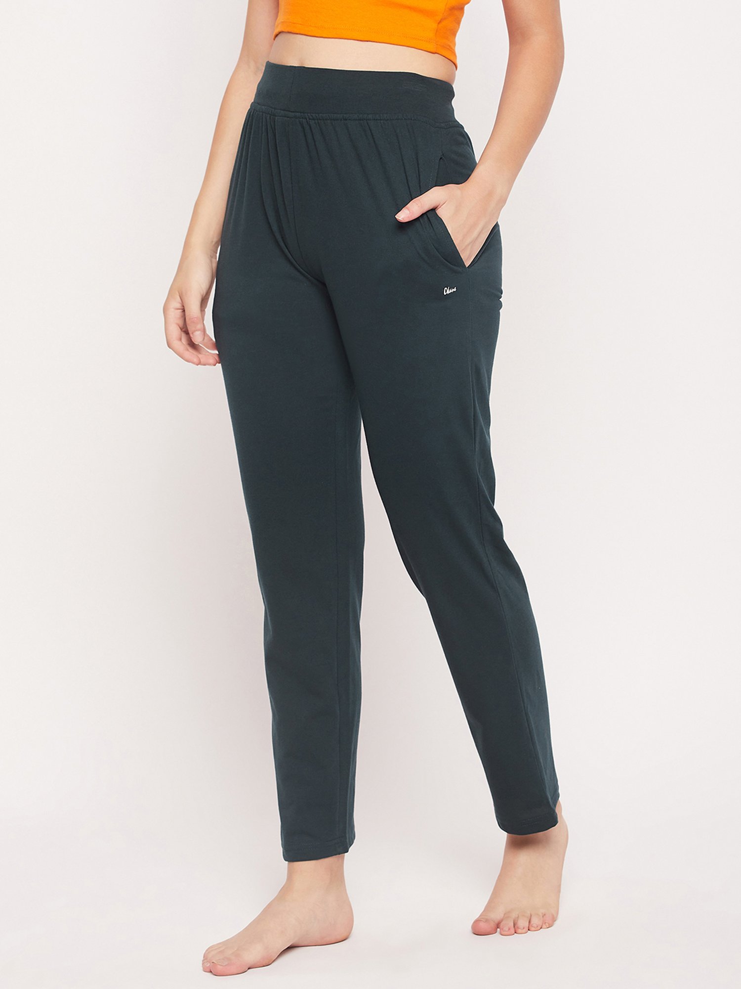 Okane Bottle Green Mid Rise Lounge Pants