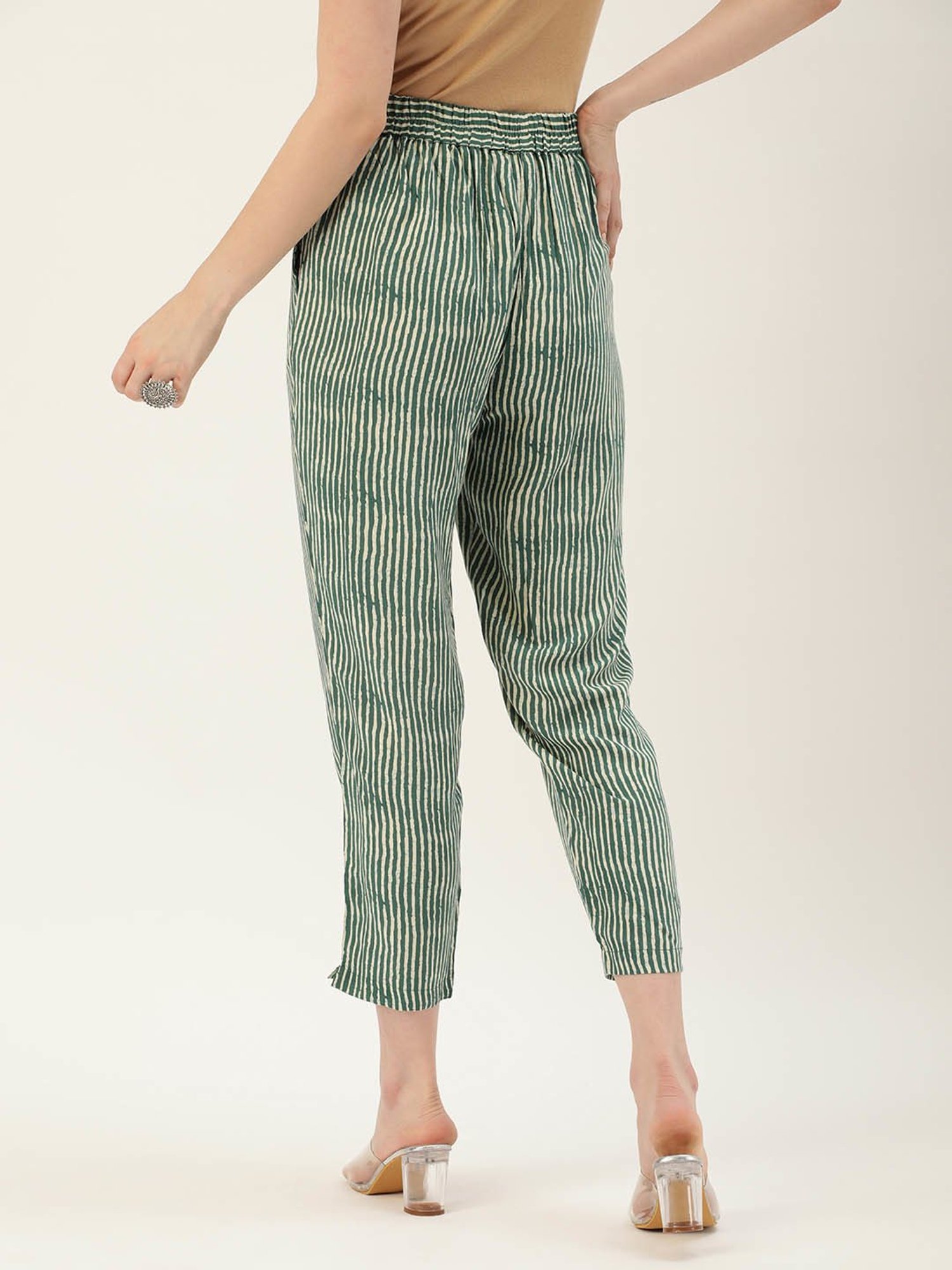 Amukti Green Striped Pants