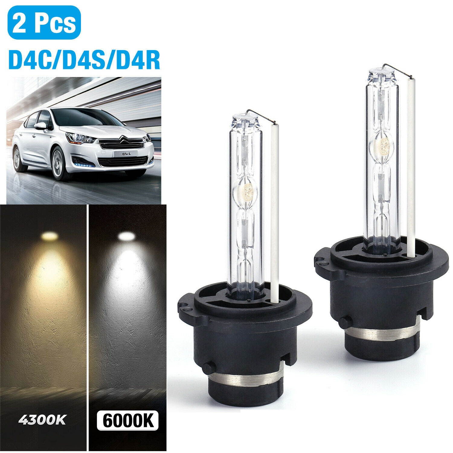 One Pair D4C D4S D4R Bulbs Stock OEM HID Xenon Headlight Replacement Light