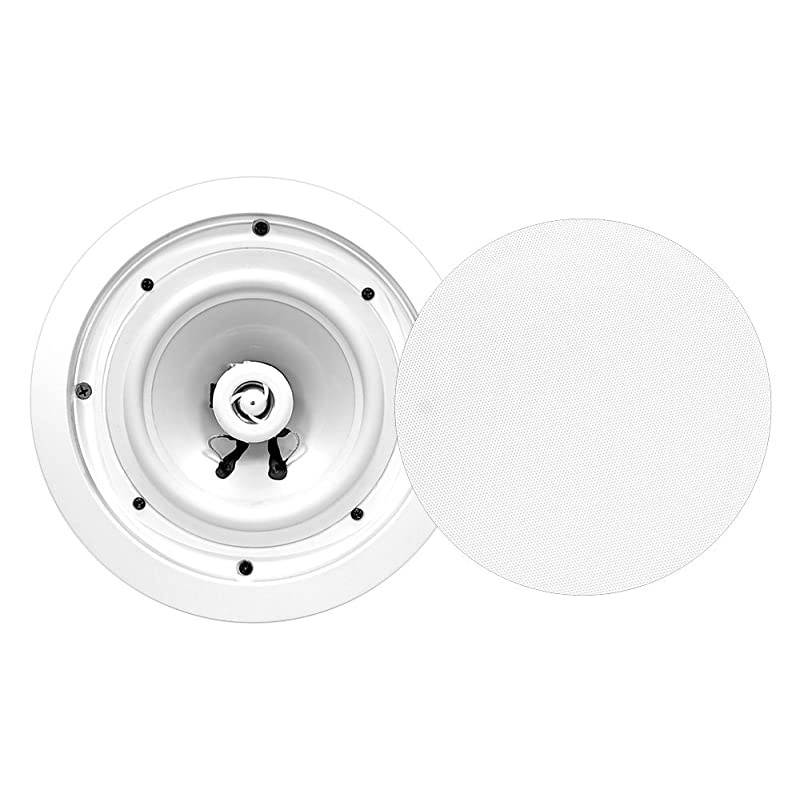 6.5&rdquo; Ceiling Wall Mount Speakers - 2-Way Weatherproof Full Range Woofer Speaker System (Pair) Flush Design, 60Hz-22kHz Frequency Response 300 Watts Peak & Template for Easy Installation -  PWRC61