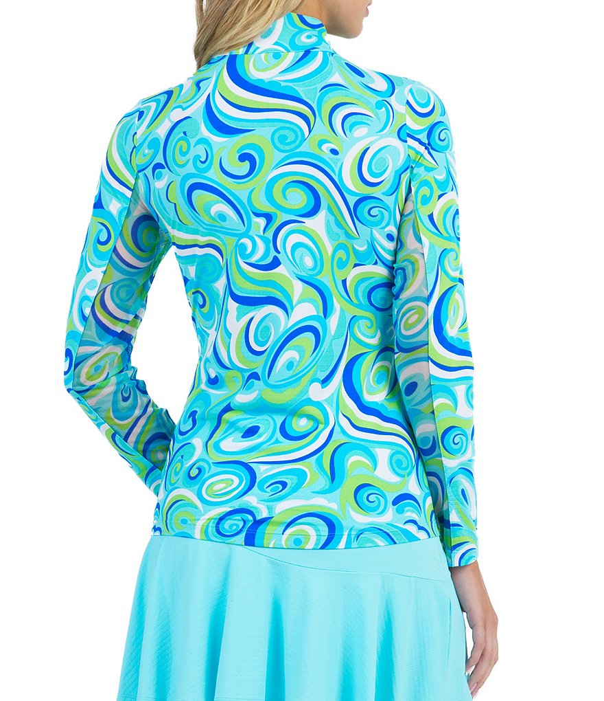 IBKUL Emma Print Long Sleeve Mock Neck Top
