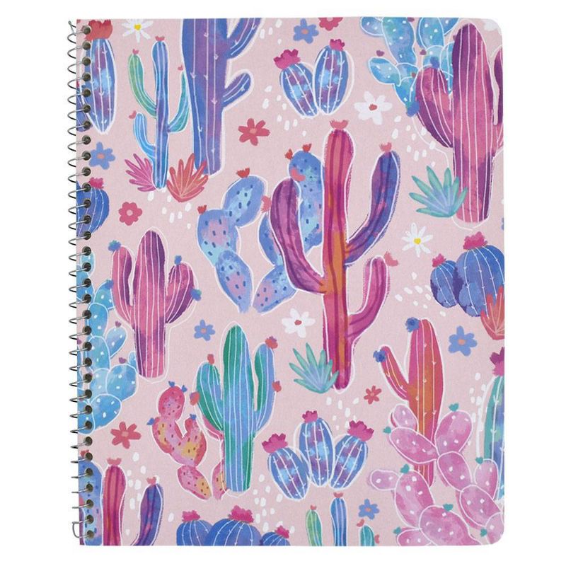 Cactus 1 Subject College Ruled Spiral Notebook Pink - Greenroom