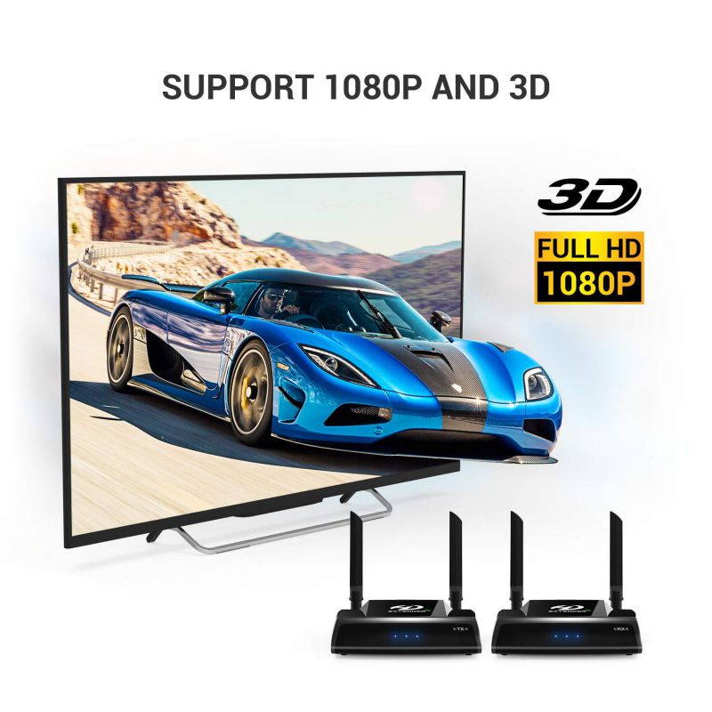 Wireless HDMI Transmitter and Receiver,5G Wireless HDMI Extender for TV Audio Video,1080P Full HD 3D AV Sender with IR Remote Control Support 492FT Transmission for Projector Monitor Home Use PAT-590