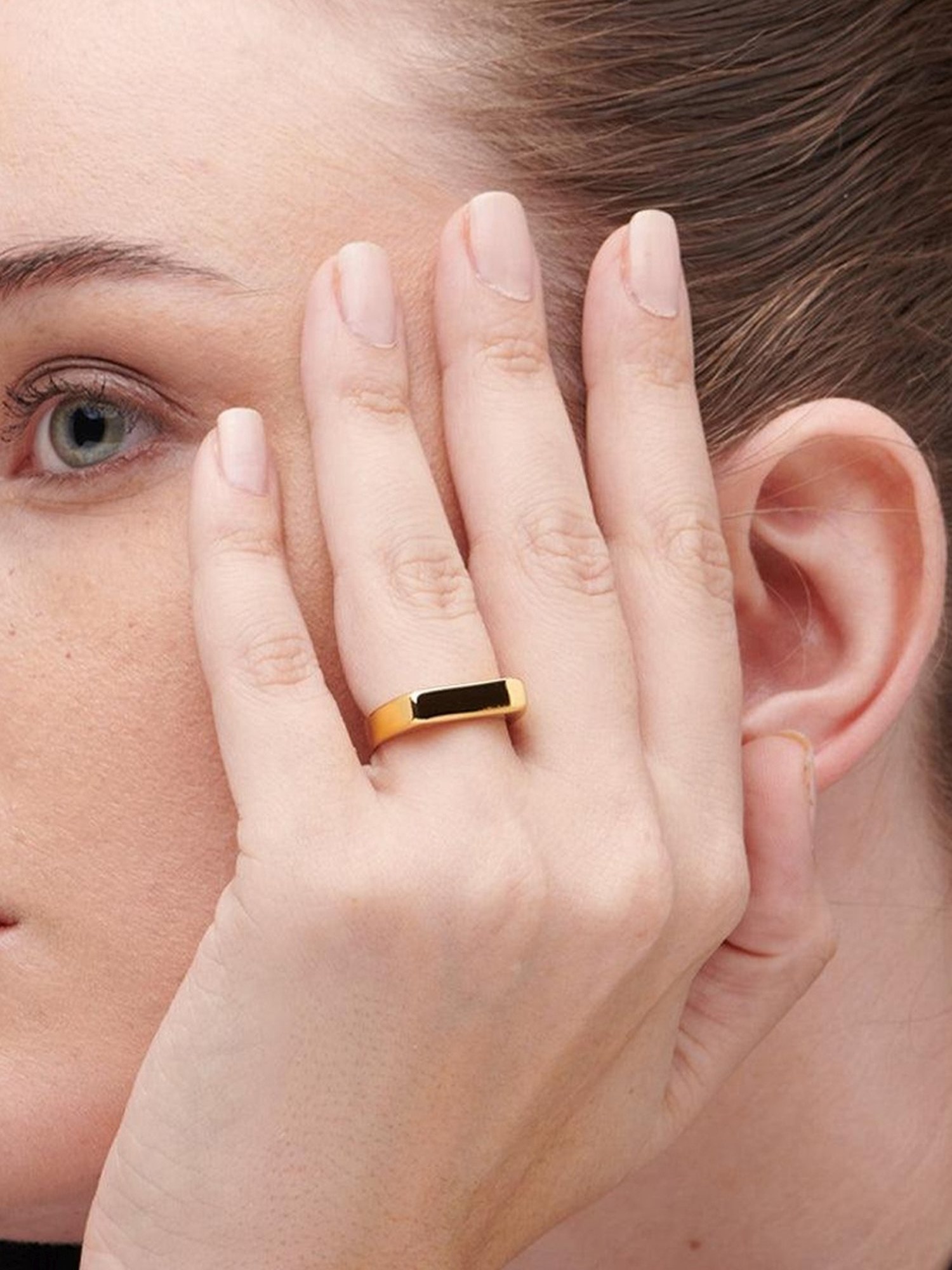 Palmonas Black Bar 18k Gold-Plated Ring