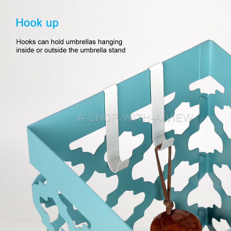 Metal Umbrella Stand Rack Holder for Canes Walking Sticks Tray Hook Rack