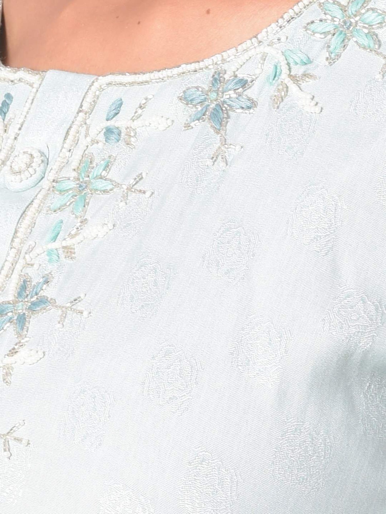 Dollar Missy Aqua Blue Embroidered Straight Kurta