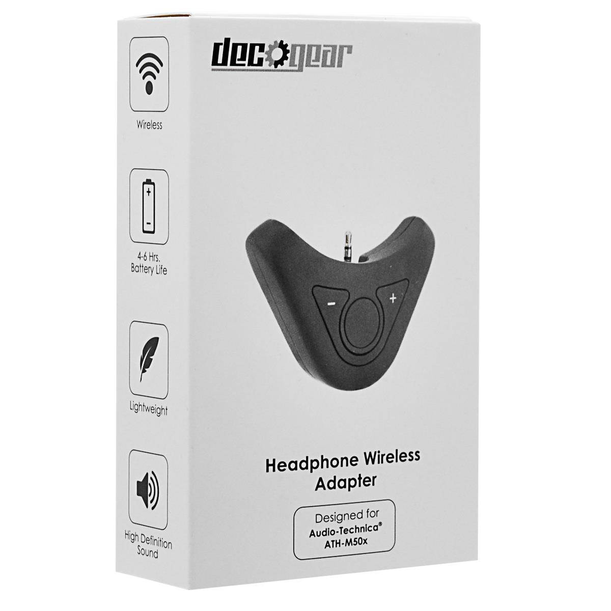 Deco Gear Bluetooth Adapter/Amplifier for Audio Technica ATH-M50X Pro Studio Headphones