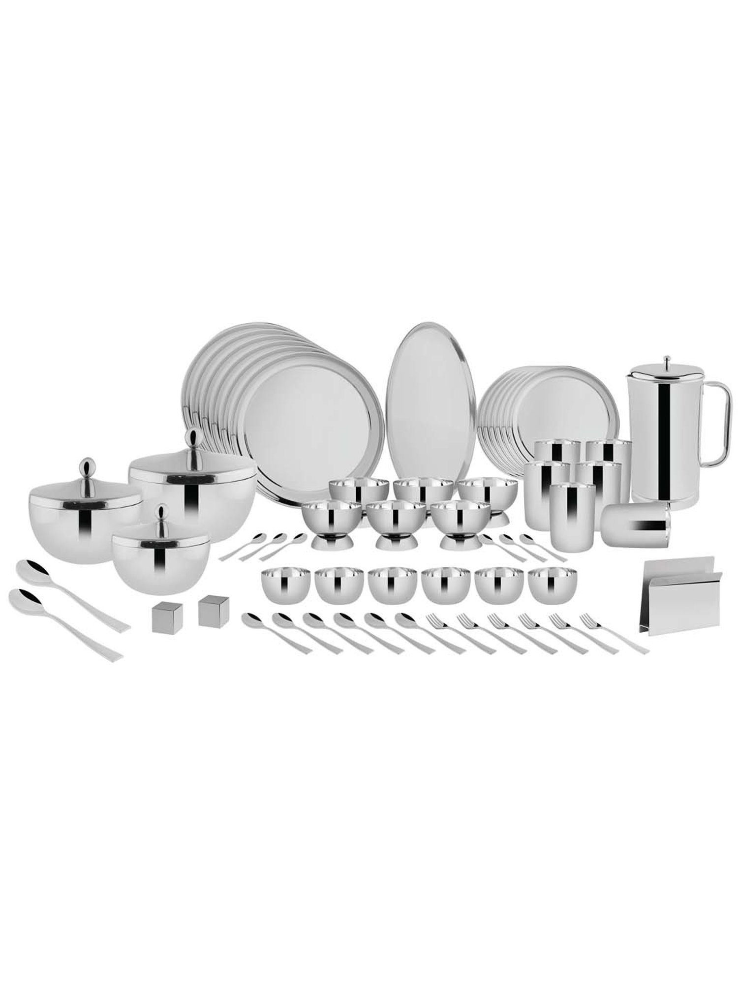 FnS Sovana Silver Stainless Steel 60-Piece Dinner Set