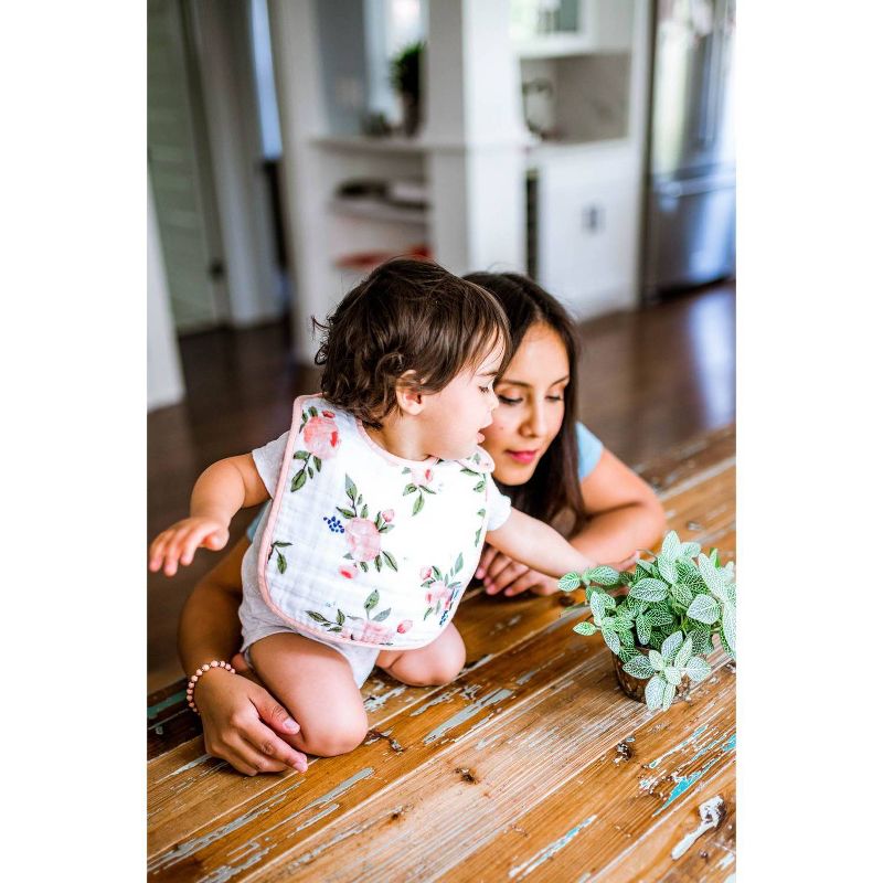 Little Unicorn 3pk Cotton Muslin Classic Bib Set - Watercolor Roses