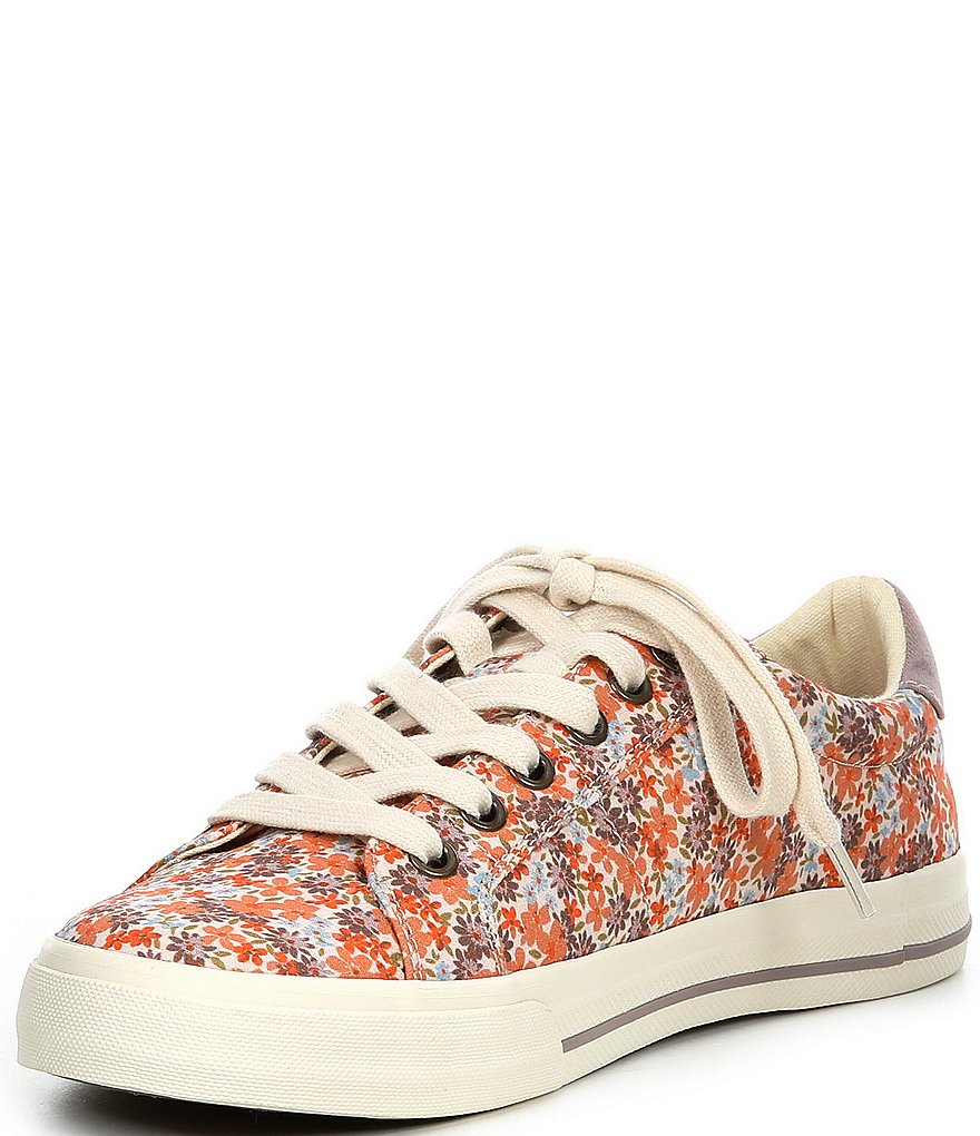Taos Footwear Z-Soul Peach Floral Canvas Lace-Up Sneakers