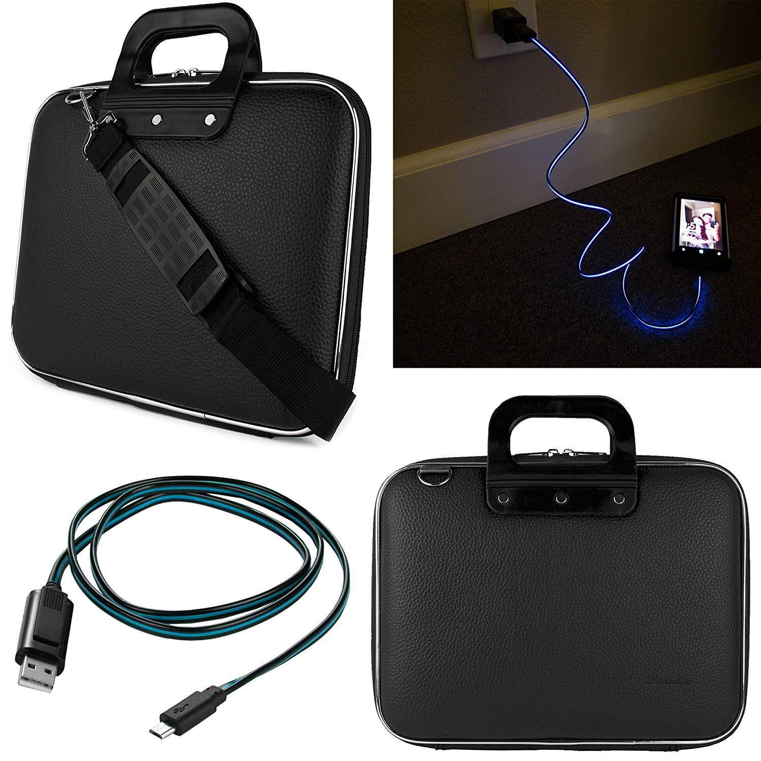 SumacLife Cady 10.1-inch Tablet Messenger Bag for Lenovo Tab & Tab 2 A10-70 with Lightning Micro USB Data Cable (Black)