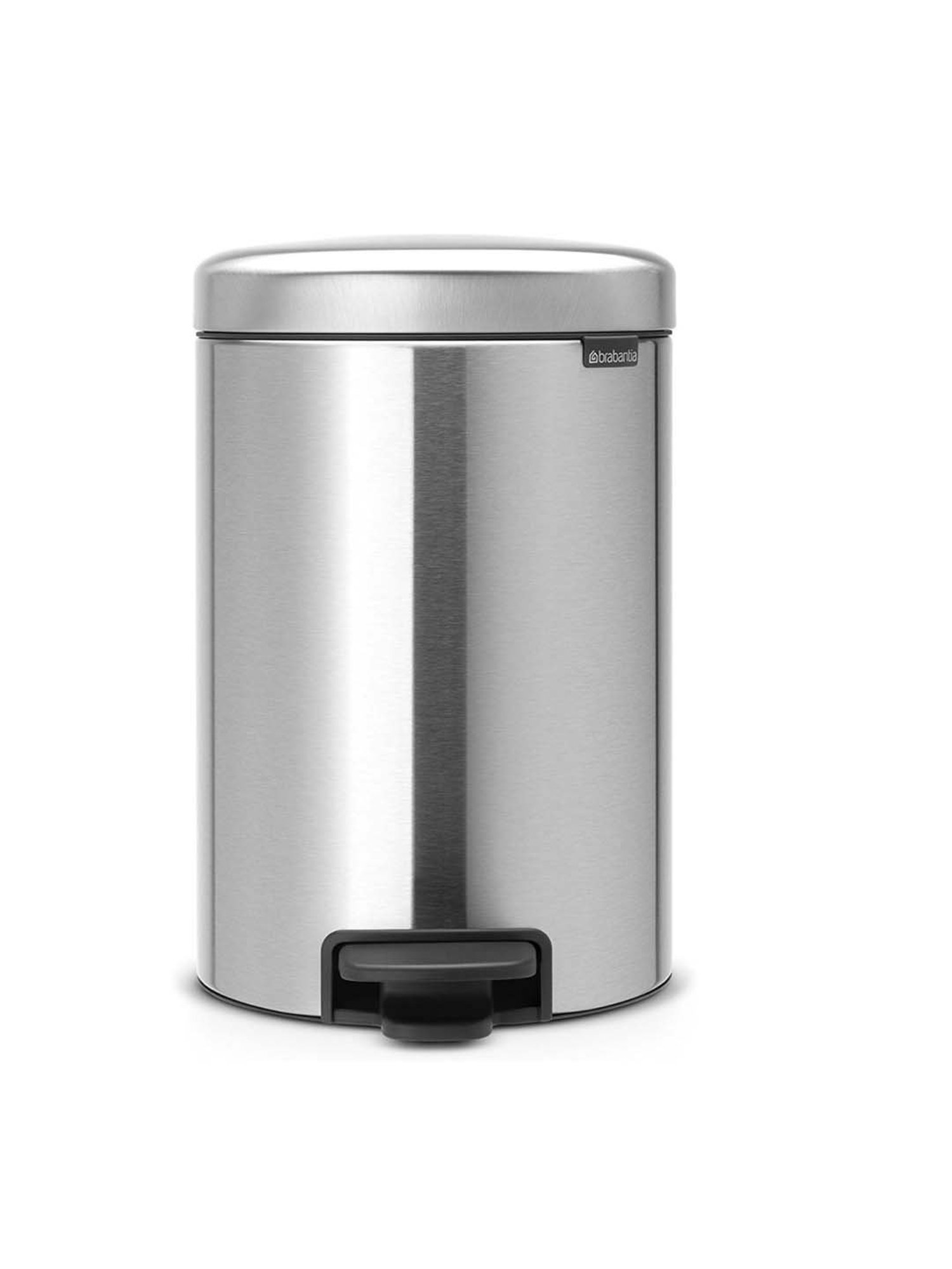 BRABANTIA NewIcon Silver & Black Stainless Steel Pedal Bin (12 L) - Set of 1