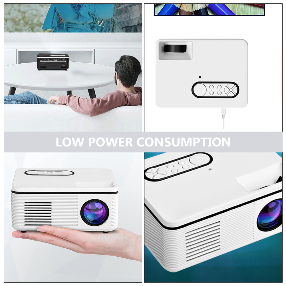 FRCOLOR 1080P HD LED New Mini Projector, Portable LED Cartoon, Movie, Children's Gft Projector, Home Theater Media Player Equipment